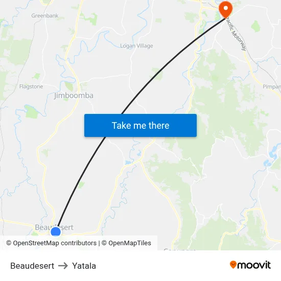 Beaudesert to Yatala map