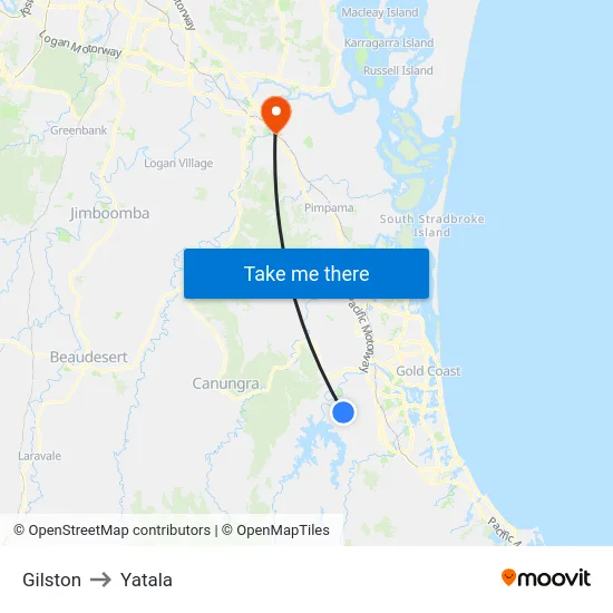 Gilston to Yatala map