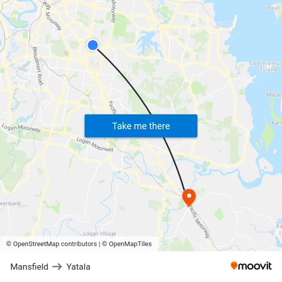 Mansfield to Yatala map
