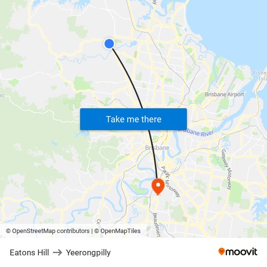 Eatons Hill to Yeerongpilly map