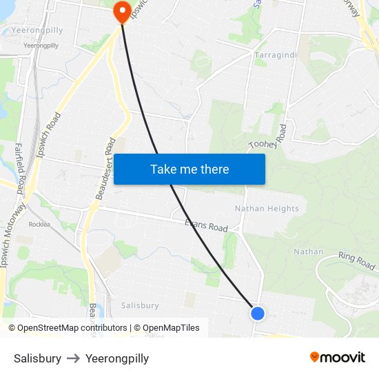 Salisbury to Yeerongpilly map