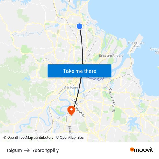 Taigum to Yeerongpilly map