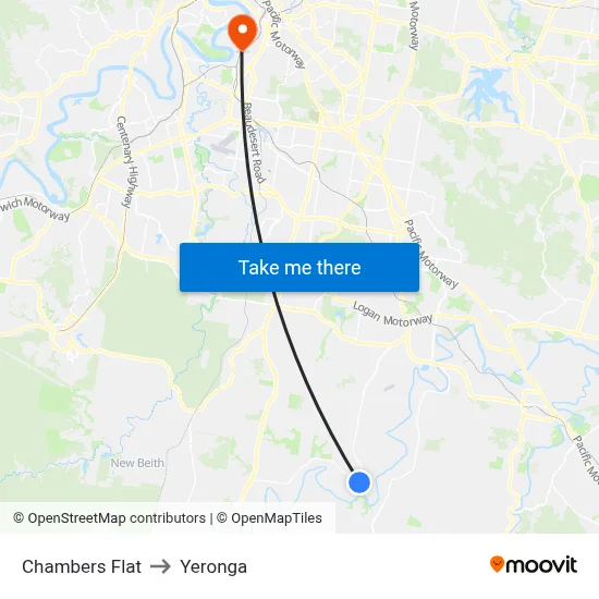 Chambers Flat to Yeronga map