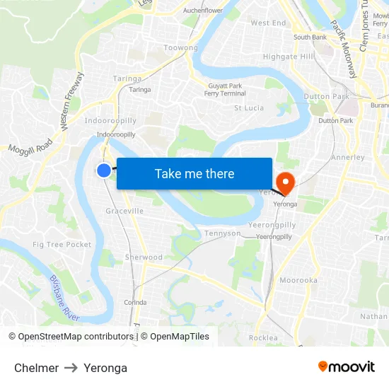 Chelmer to Yeronga map