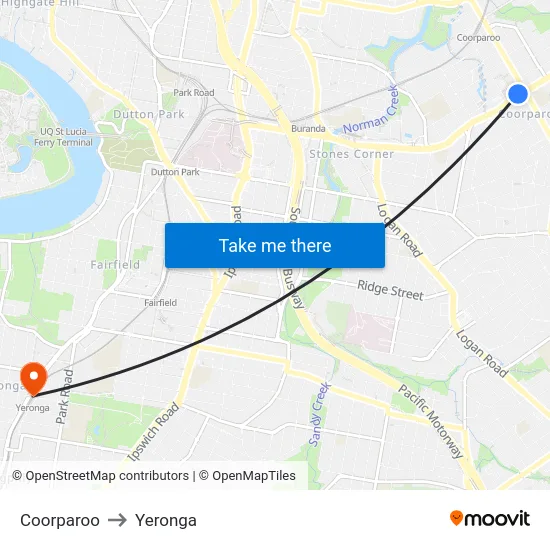 Coorparoo to Yeronga map