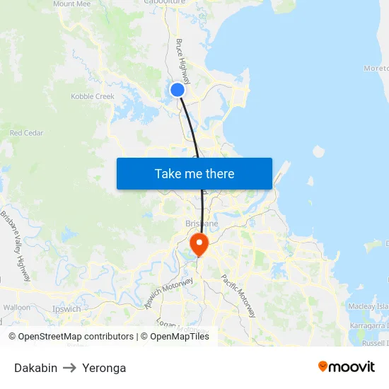 Dakabin to Yeronga map