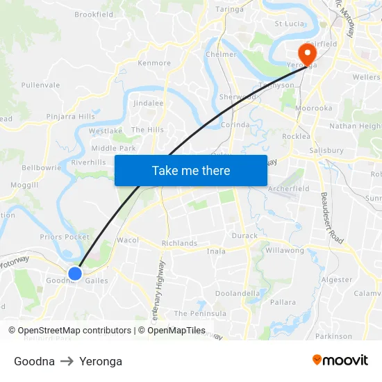 Goodna to Yeronga map