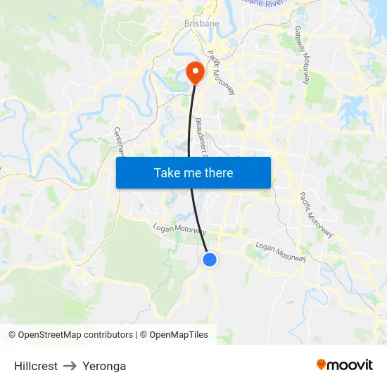 Hillcrest to Yeronga map