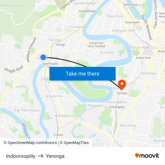 Indooroopilly to Yeronga map