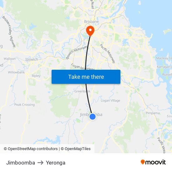 Jimboomba to Yeronga map