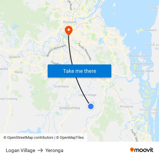 Logan Village to Yeronga map