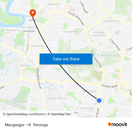 Macgregor to Yeronga map