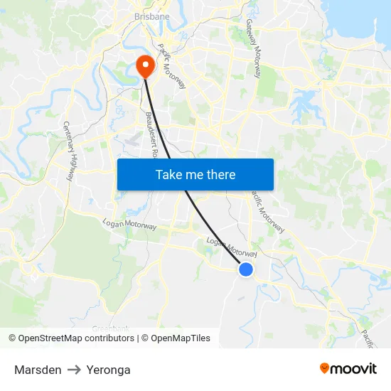 Marsden to Yeronga map