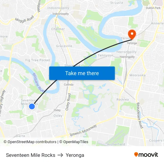 Seventeen Mile Rocks to Yeronga map