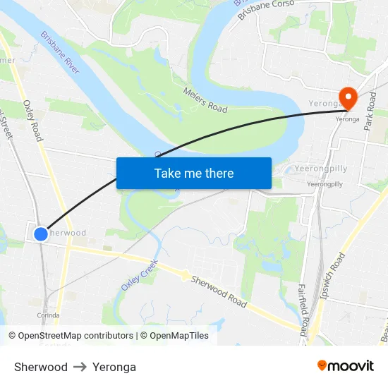Sherwood to Yeronga map