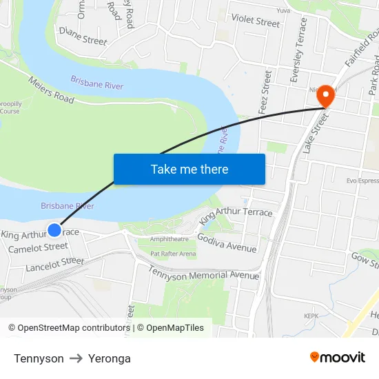 Tennyson to Yeronga map