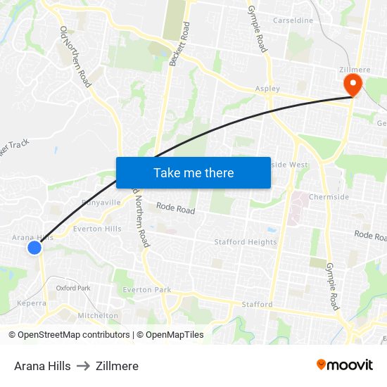 Arana Hills to Zillmere map