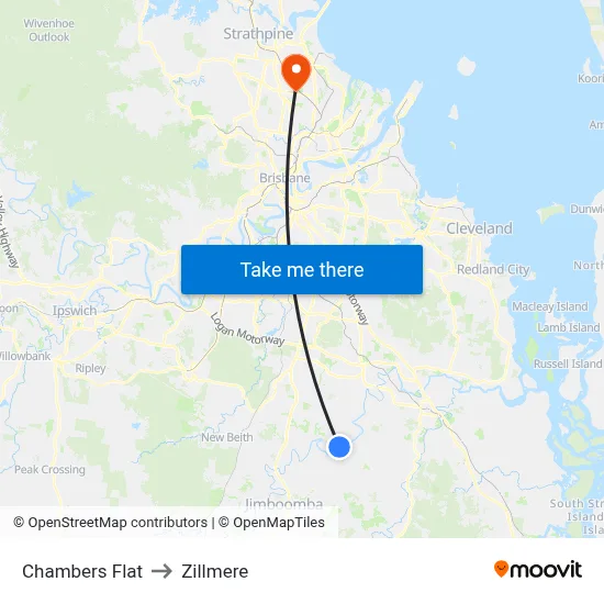 Chambers Flat to Zillmere map
