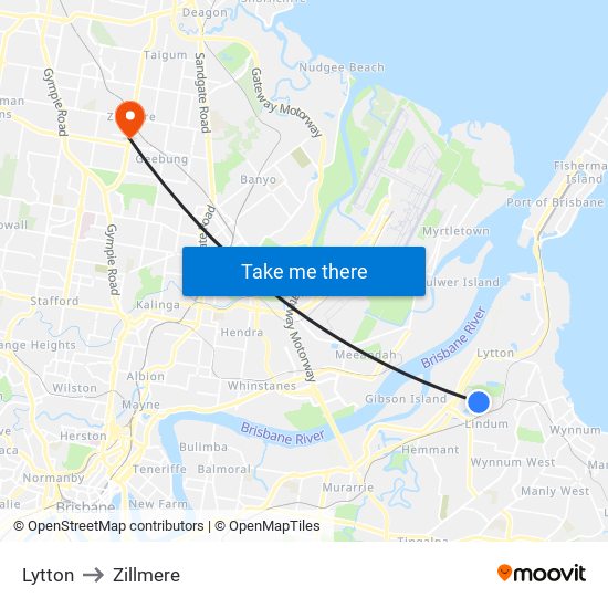 Lytton to Zillmere map