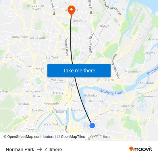 Norman Park to Zillmere map