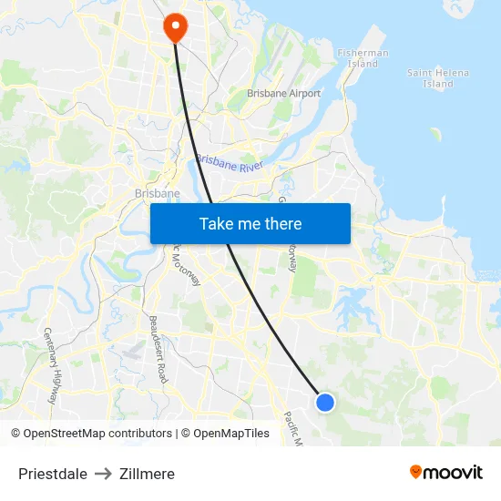 Priestdale to Zillmere map