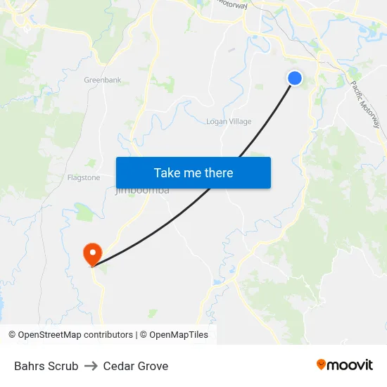 Bahrs Scrub to Cedar Grove map