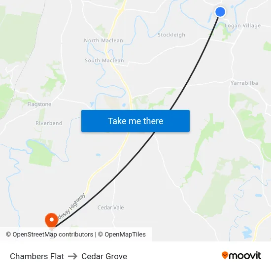 Chambers Flat to Cedar Grove map