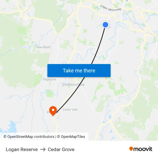 Logan Reserve to Cedar Grove map