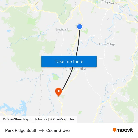 Park Ridge South to Cedar Grove map