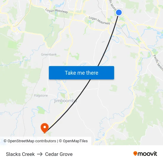 Slacks Creek to Cedar Grove map