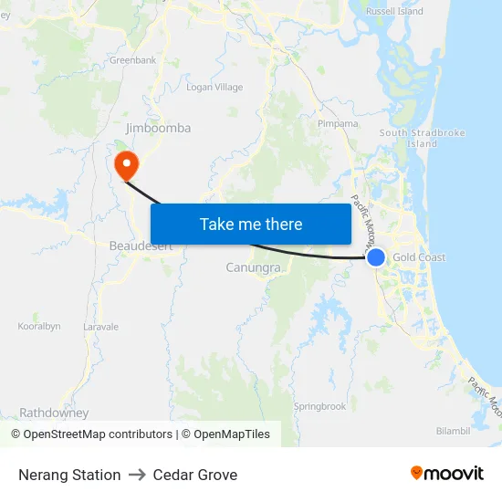 Nerang Station to Cedar Grove map