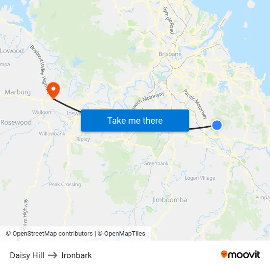 Daisy Hill to Ironbark map