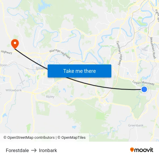 Forestdale to Ironbark map