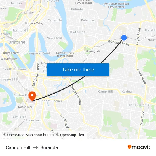Cannon Hill to Buranda map