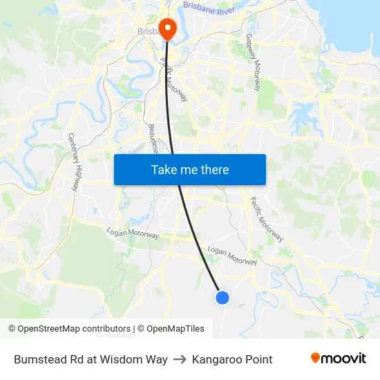 Bumstead Rd at Wisdom Way to Kangaroo Point map