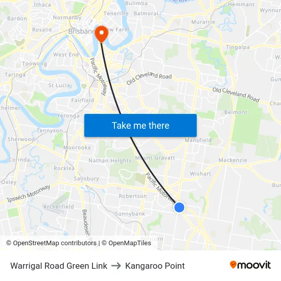 Warrigal Road Green Link to Kangaroo Point map