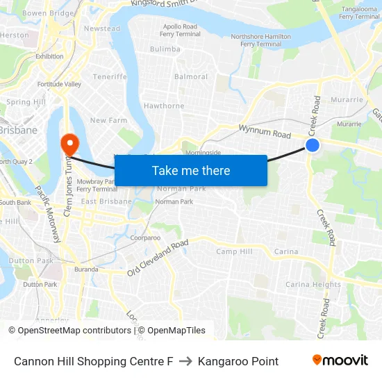 Cannon Hill Shopping Centre F to Kangaroo Point map