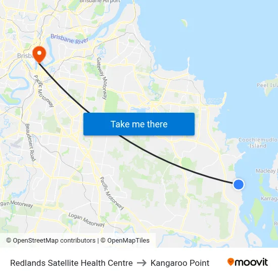 Redlands Satellite Health Centre to Kangaroo Point map