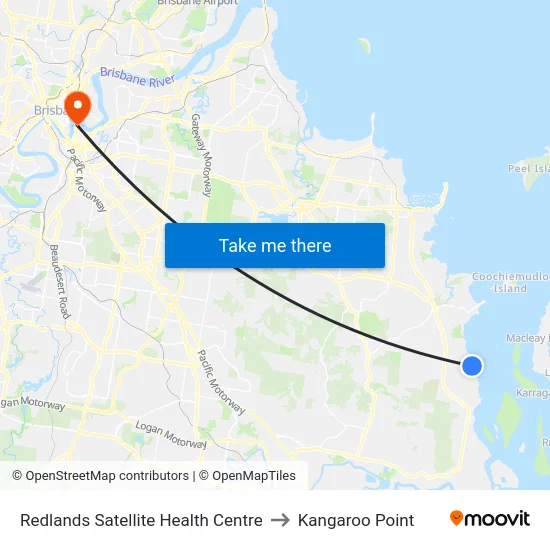 Redlands Satellite Health Centre to Kangaroo Point map