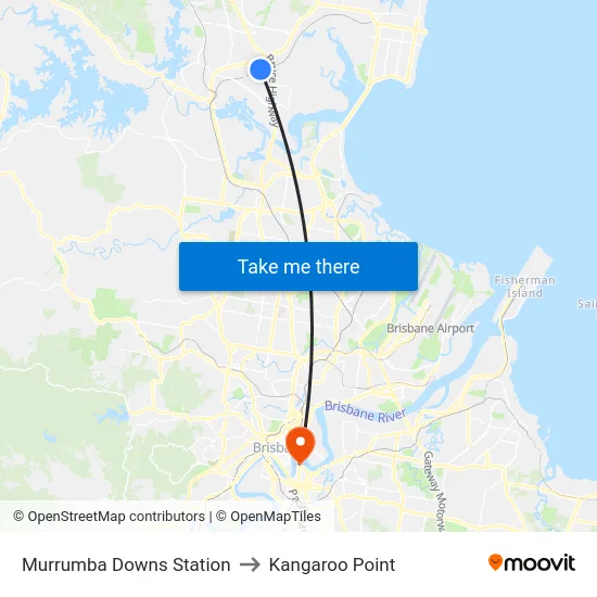Murrumba Downs Station to Kangaroo Point map