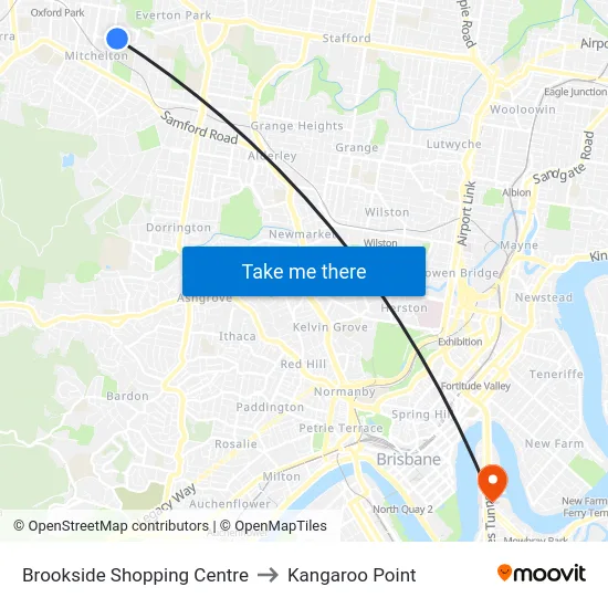 Brookside Shopping Centre to Kangaroo Point map