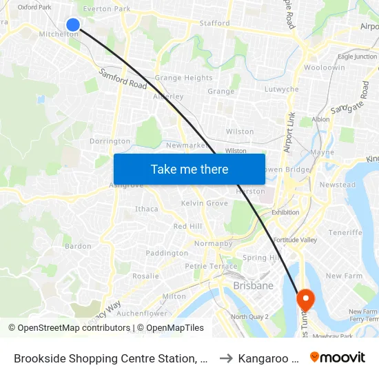 Brookside Shopping Centre Station, Platform A to Kangaroo Point map