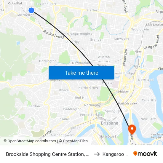 Brookside Shopping Centre Station, Platform B to Kangaroo Point map