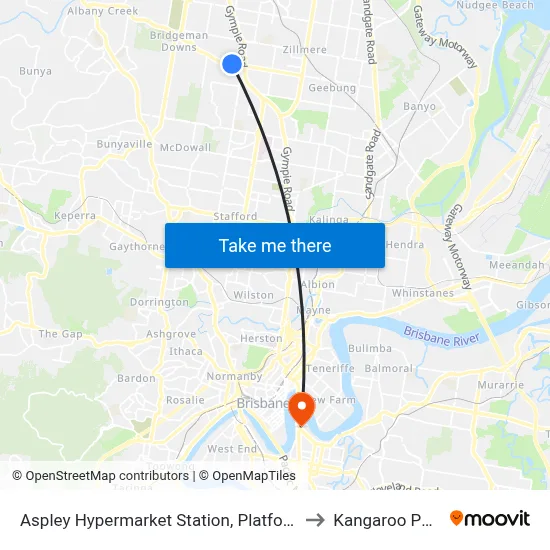 Aspley Hypermarket Station, Platform C to Kangaroo Point map