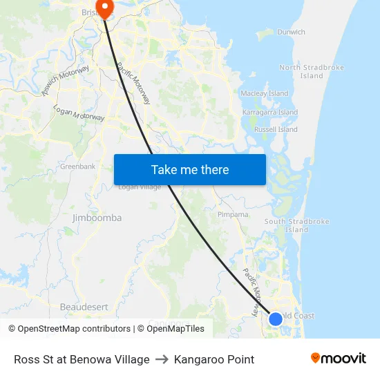 Ross St at Benowa Village to Kangaroo Point map