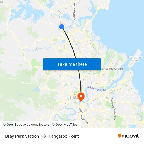 Bray Park Station to Kangaroo Point map