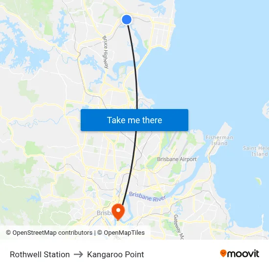 Rothwell Station to Kangaroo Point map