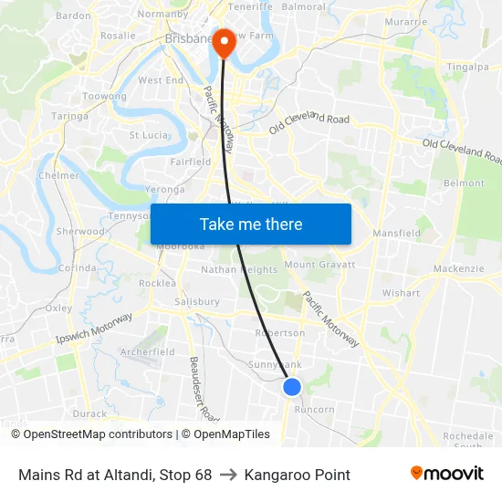 Mains Rd at Altandi, Stop 68 to Kangaroo Point map