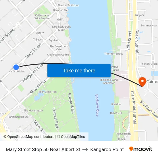 Mary Street Stop 50 Near Albert St to Kangaroo Point map