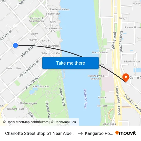 Charlotte Street Stop 51 Near Albert St to Kangaroo Point map